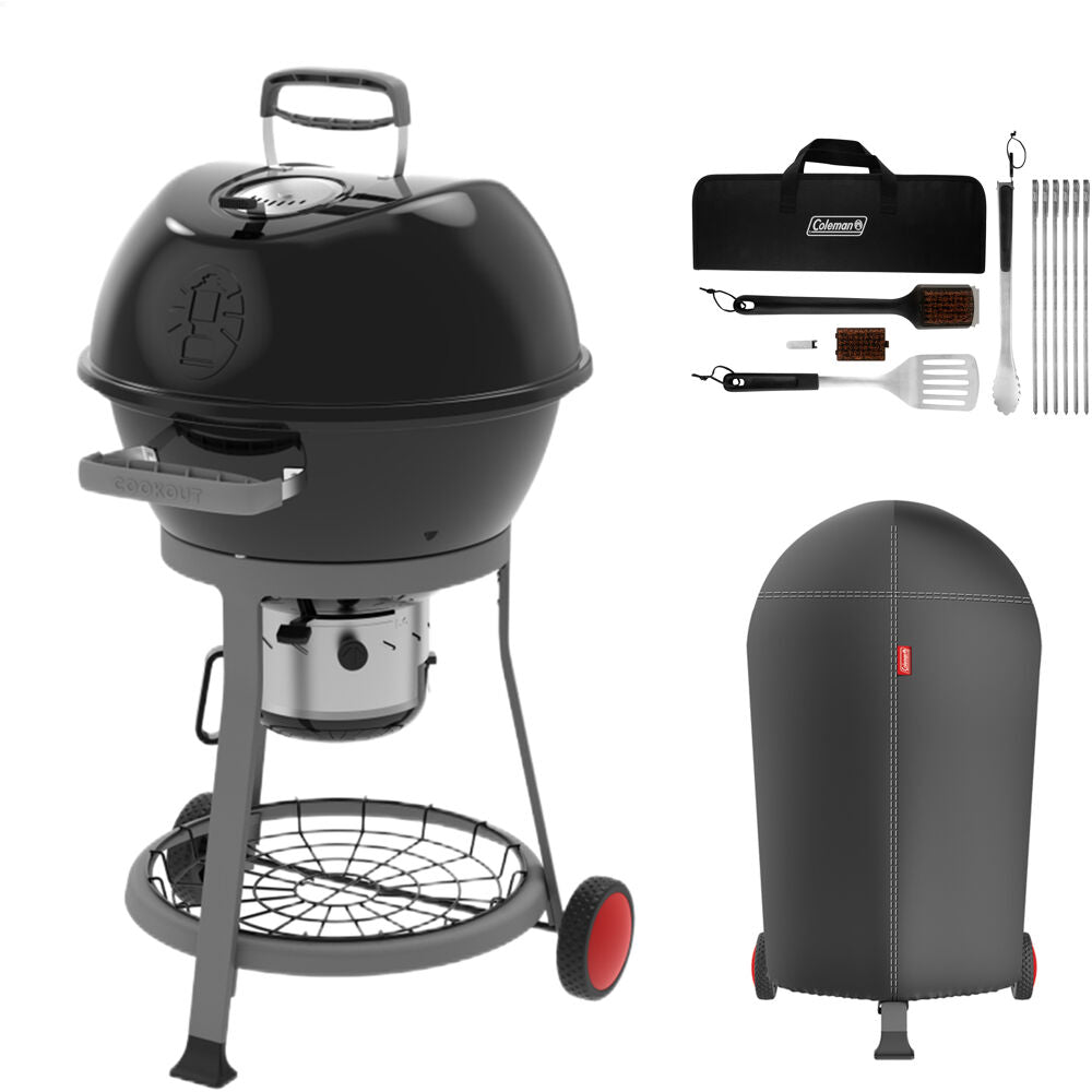 Coleman CO-600CG-3-KIT Coleman Cookout Kettle Charcoal Grill 30" w/Cover and 12PC Tool Set