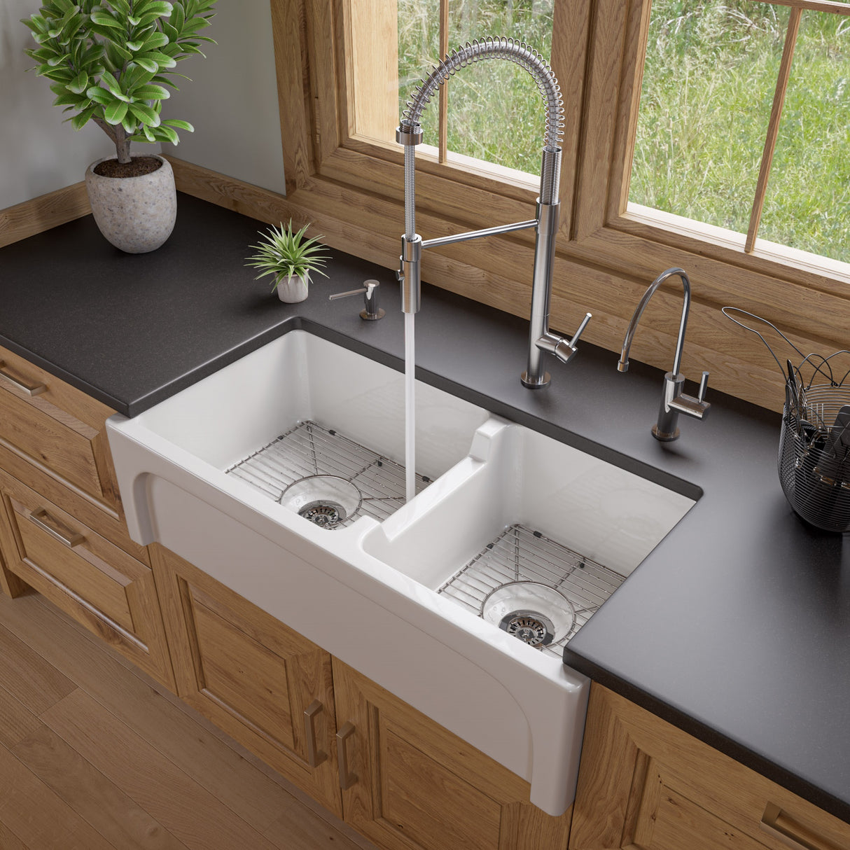 Brushed Nickel Commercial Spring Kitchen Faucet