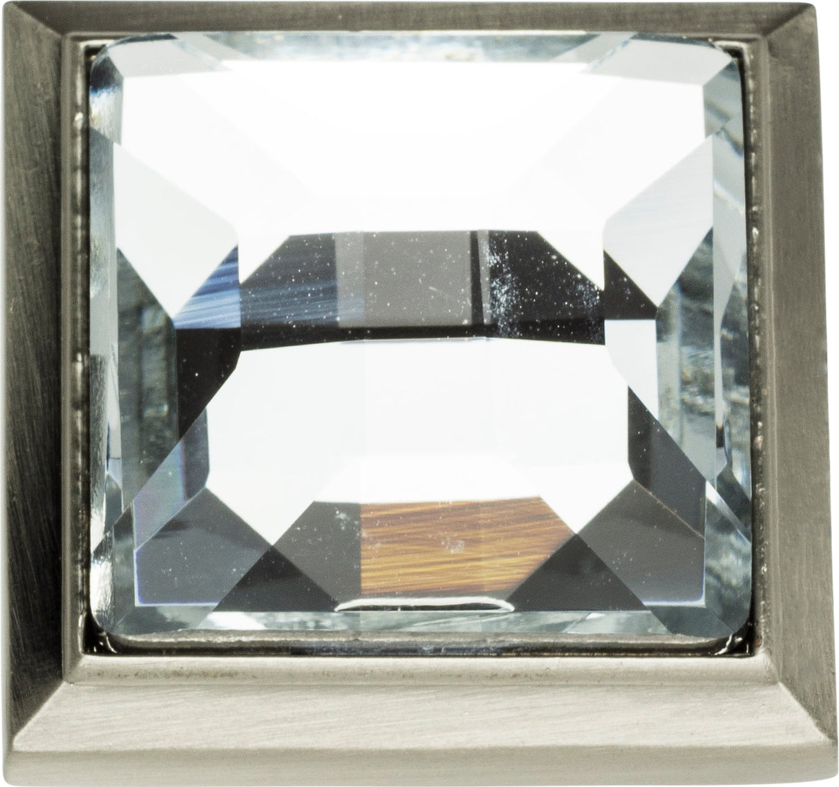 Atlas Homewares Legacy Crystal Square Knob 1 5/16 Inch Brushed Nickel