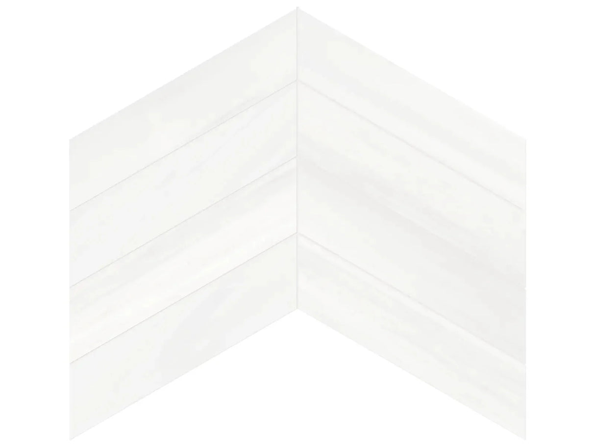 Anatolia Tile 2X8.5 Cosmo Lumino Chevron Honed Marble Mosaic 5001-0281-0 * 1 Sheet = .99 Sqft * Cosmo Lumino Chevron - premium natural stone mosaic tile from Anatolia Tile, available at PoshHaus showroom in Keene, NH