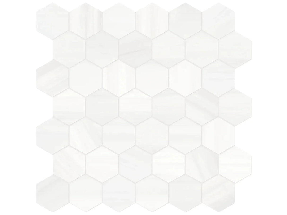 Anatolia Tile 2" Hex Cosmo Lumino Honed Marble Mosaic 5001-0280-0 * 1 Sheet = .99 Sqft * Cosmo Lumino Hexagon 2" - premium natural stone mosaic tile from Anatolia Tile, available at PoshHaus showroom in Keene, NH