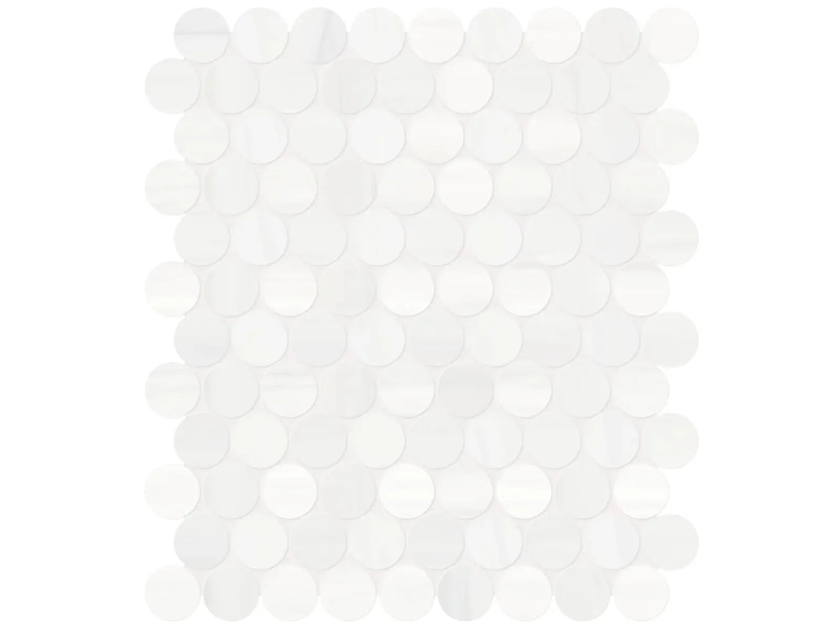 Anatolia Tile 1.25" Cosmo Lumino Penny Round Honed Marble Mosaic 5001-0283-0 * 1 Sheet = .99 Sqft * Cosmo Lumino Penny Round - premium natural stone mosaic tile from Anatolia Tile, available at PoshHaus showroom in Keene, NH