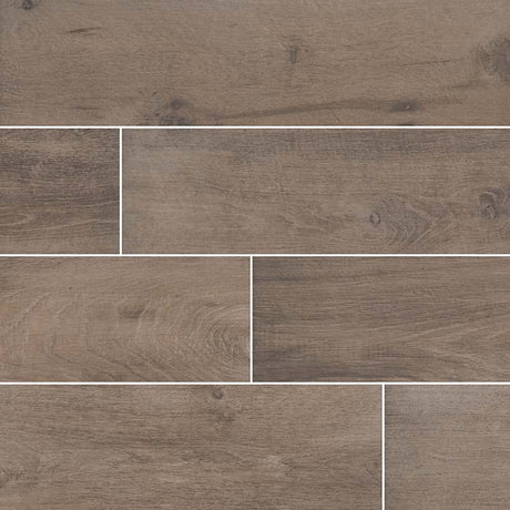 MSI Wood Collection cottage brown 8x48 glazed porcelain floor wall tile NCOTBRO8X48 product shot multiple planks angle view