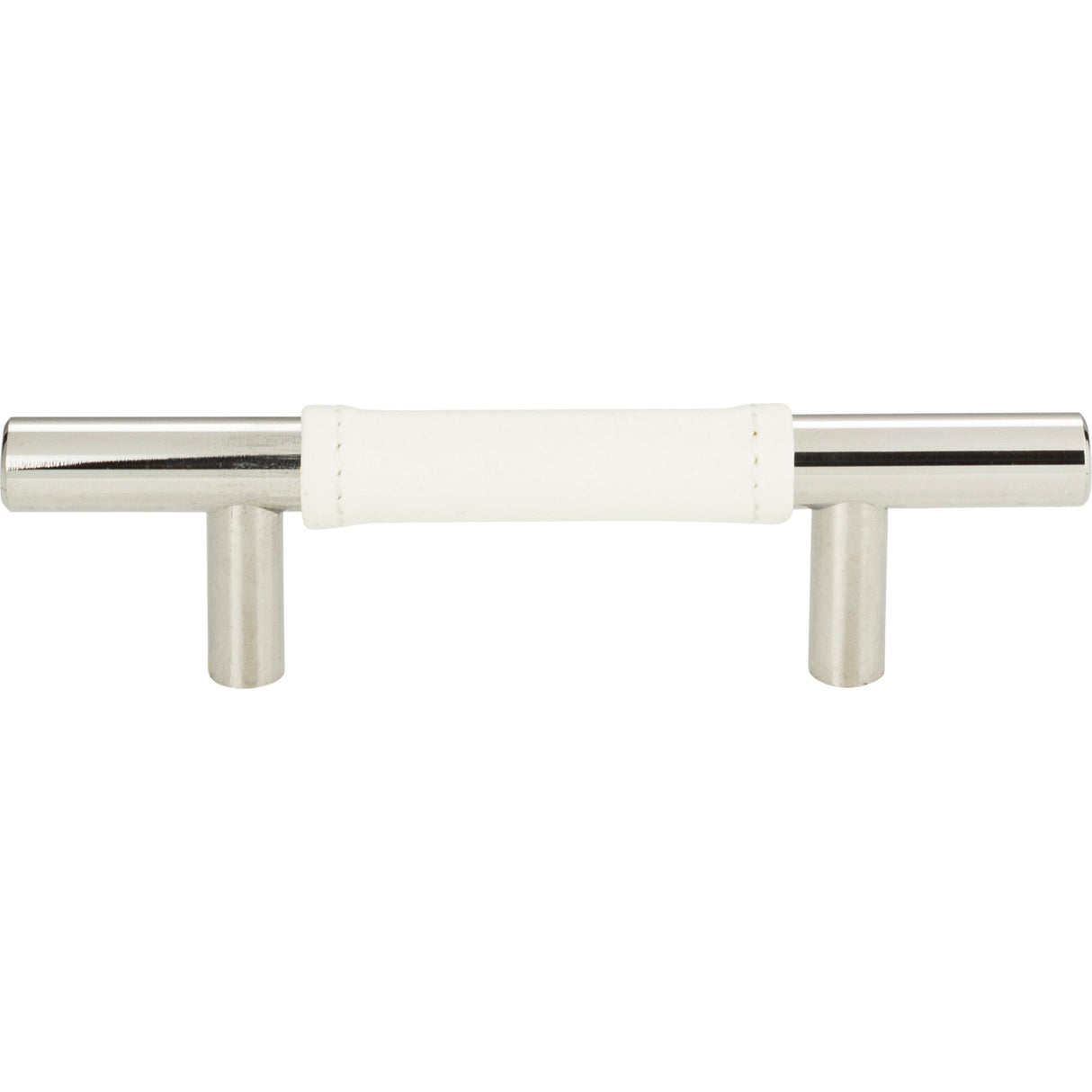 Atlas Homewares Zanzibar White Leather Pull 3 Inch (c-c) Polished Chrome