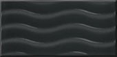 Daltile RetroSpace Jet Black Wave 3x6 Glossy Wall Tile Deco