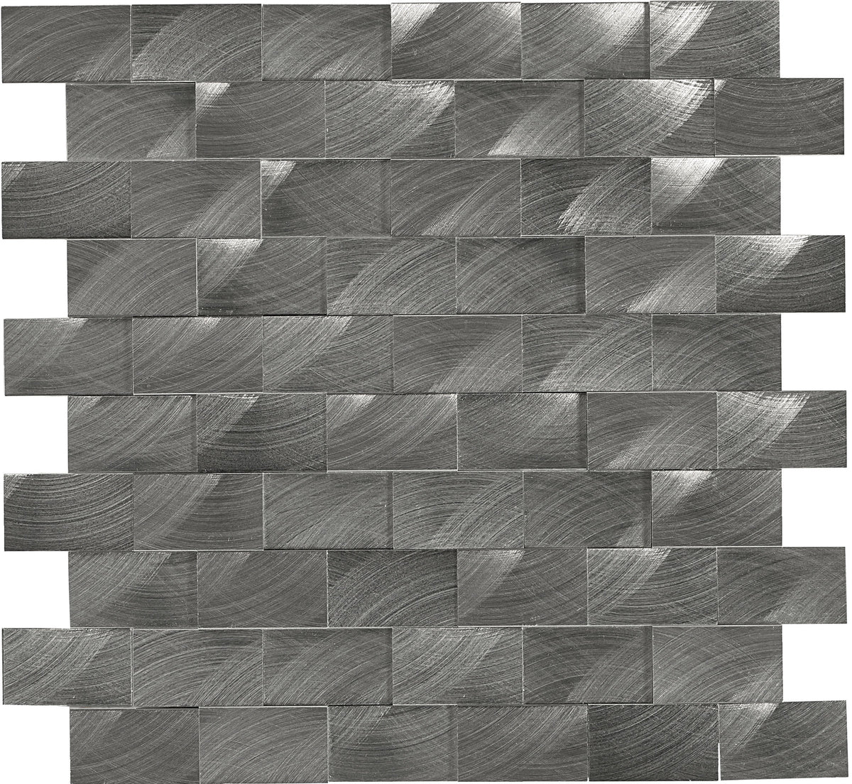 Daltile Structure Gunmetal 3D Brick Joint 1x2 Satin Mosaic Tile