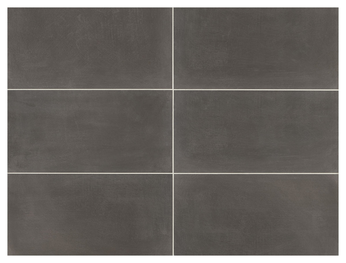 Marazzi Moroccan Concrete Charcoal Rectangle 12x24 Stepwise Matte Floor Tile