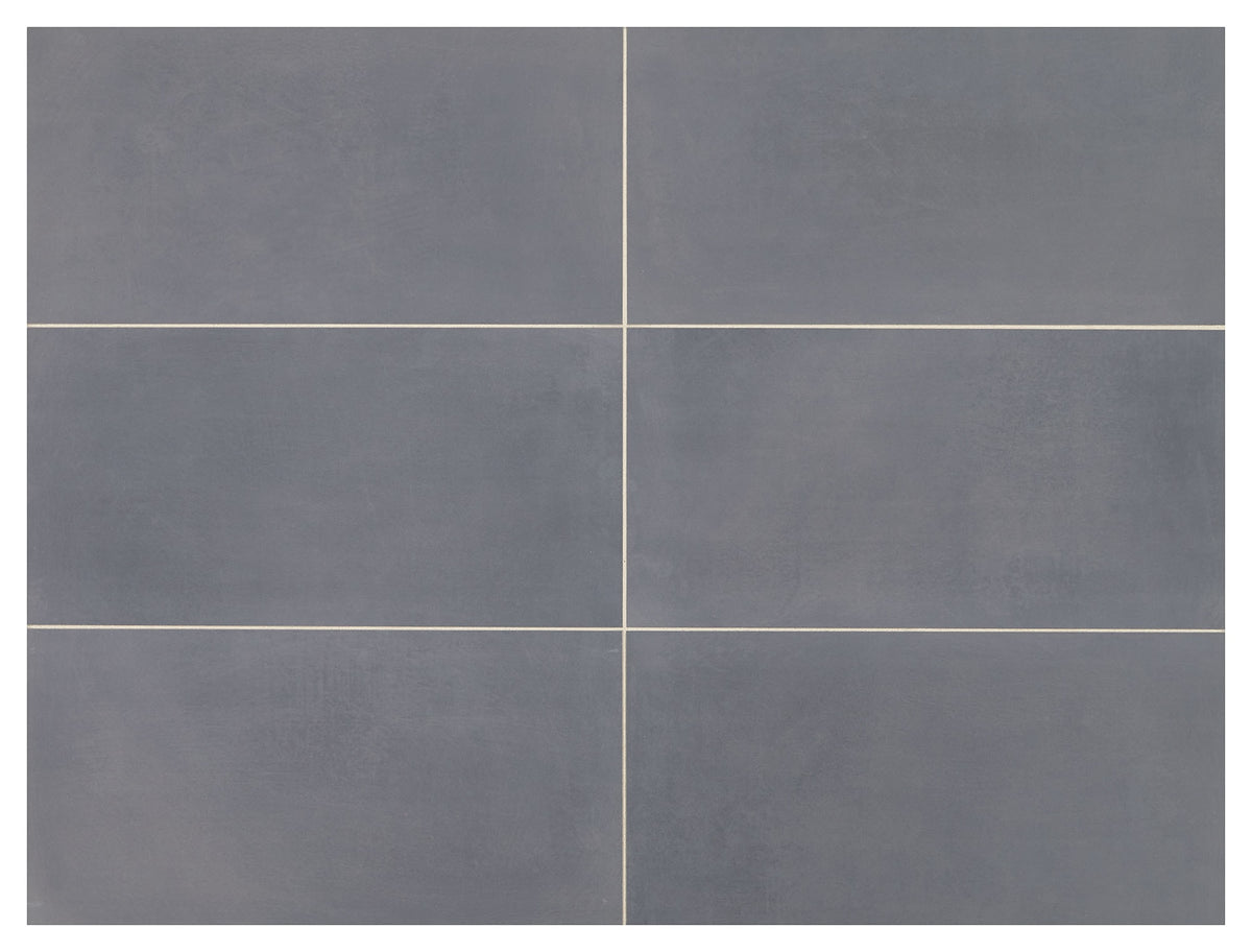 Marazzi Moroccan Concrete Blue Gray Rectangle 12x24 Stepwise Matte Floor Tile