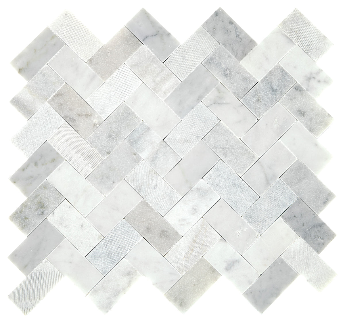 Daltile Minute Mosaix Carrara White Herringbone Straight Edge Mix Mosaic Natural Stone Tile