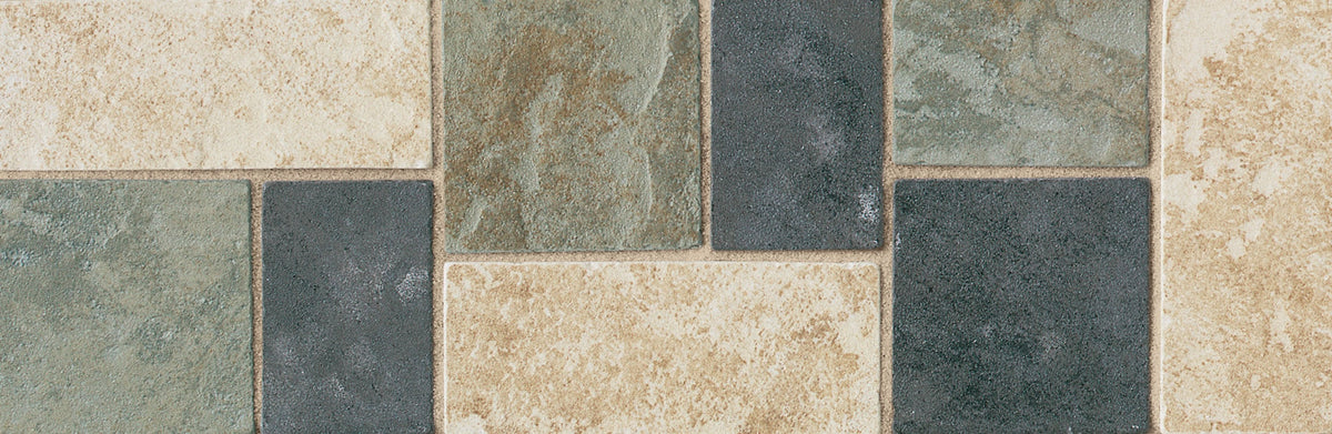 Daltile Continental Slate Beige / Green / Black Deco 4x12 Matte Floor Tile Deco