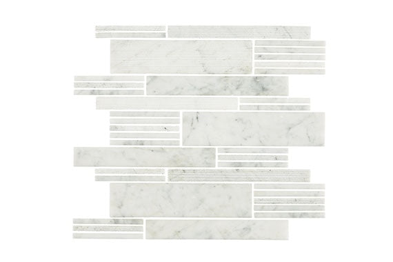 Daltile Marble Carrara White Random Linear 1 Straight Edge Mix Mosaic Natural Stone Tile