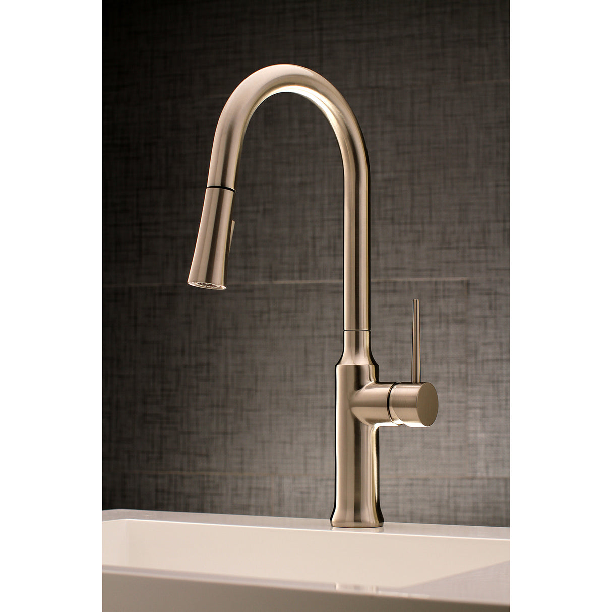 Gourmetier LS2728NYL New York Single-Handle Pull-Down Kitchen Faucet, Brushed Nickel
