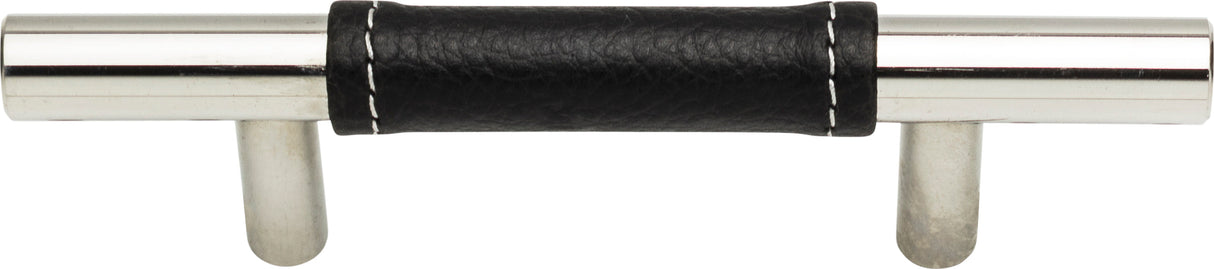 Atlas Homewares Zanzibar Black Leather Pull 3 Inch (c-c) Polished Chrome