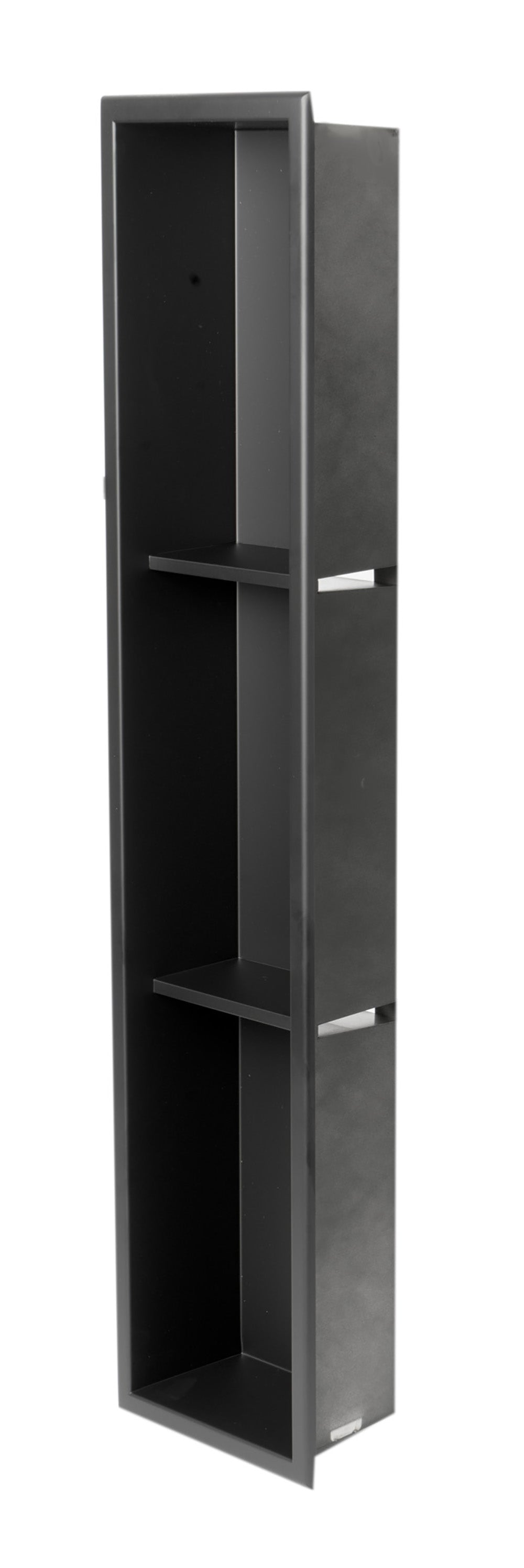 ALFI brand 8" x 36" Black Matte Stainless Steel Vertical Triple Shelf Bath Shower Niche