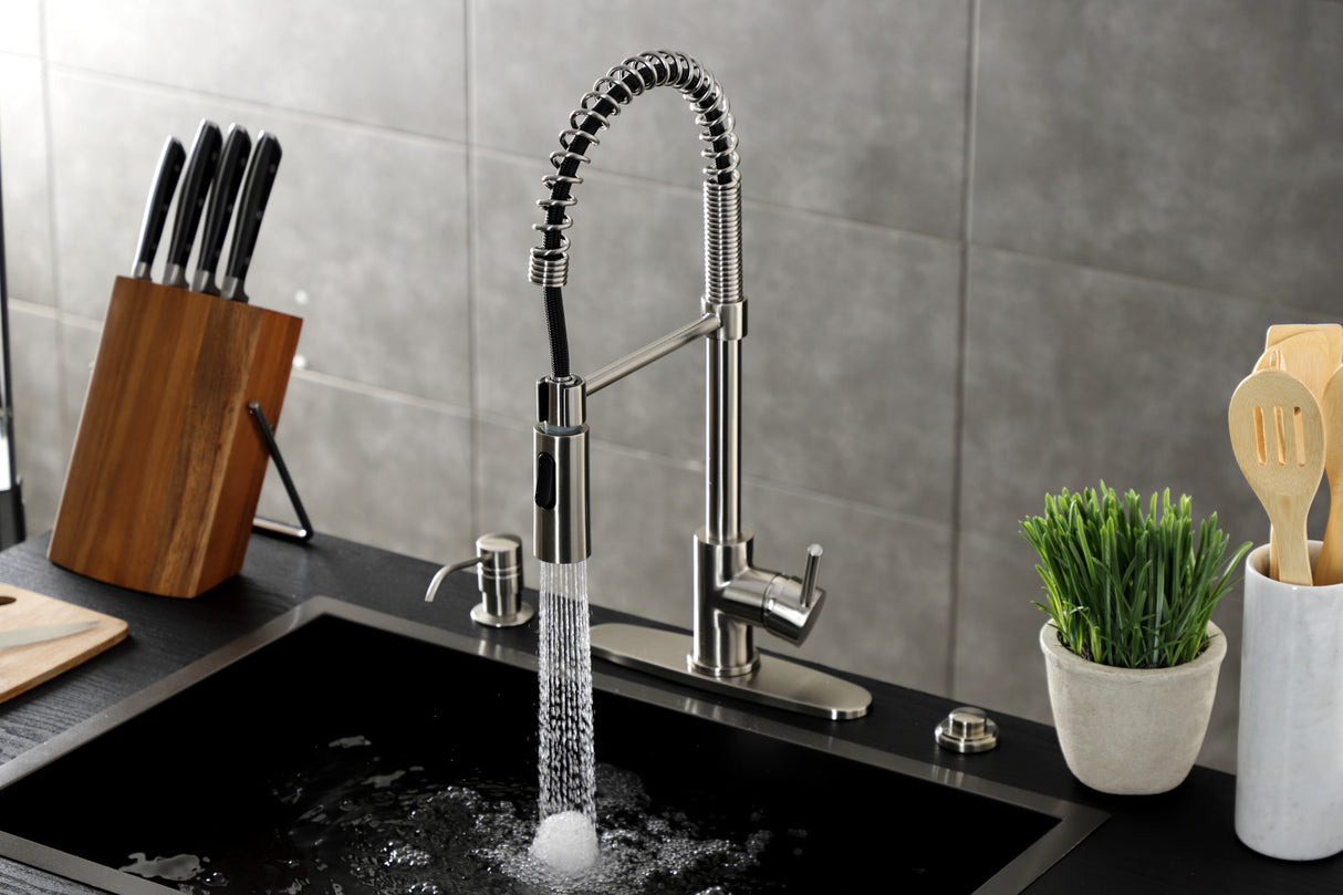 Gourmetier LS8778DL Concord Single-Handle Pre-Rinse Kitchen Faucet, Brushed Nickel