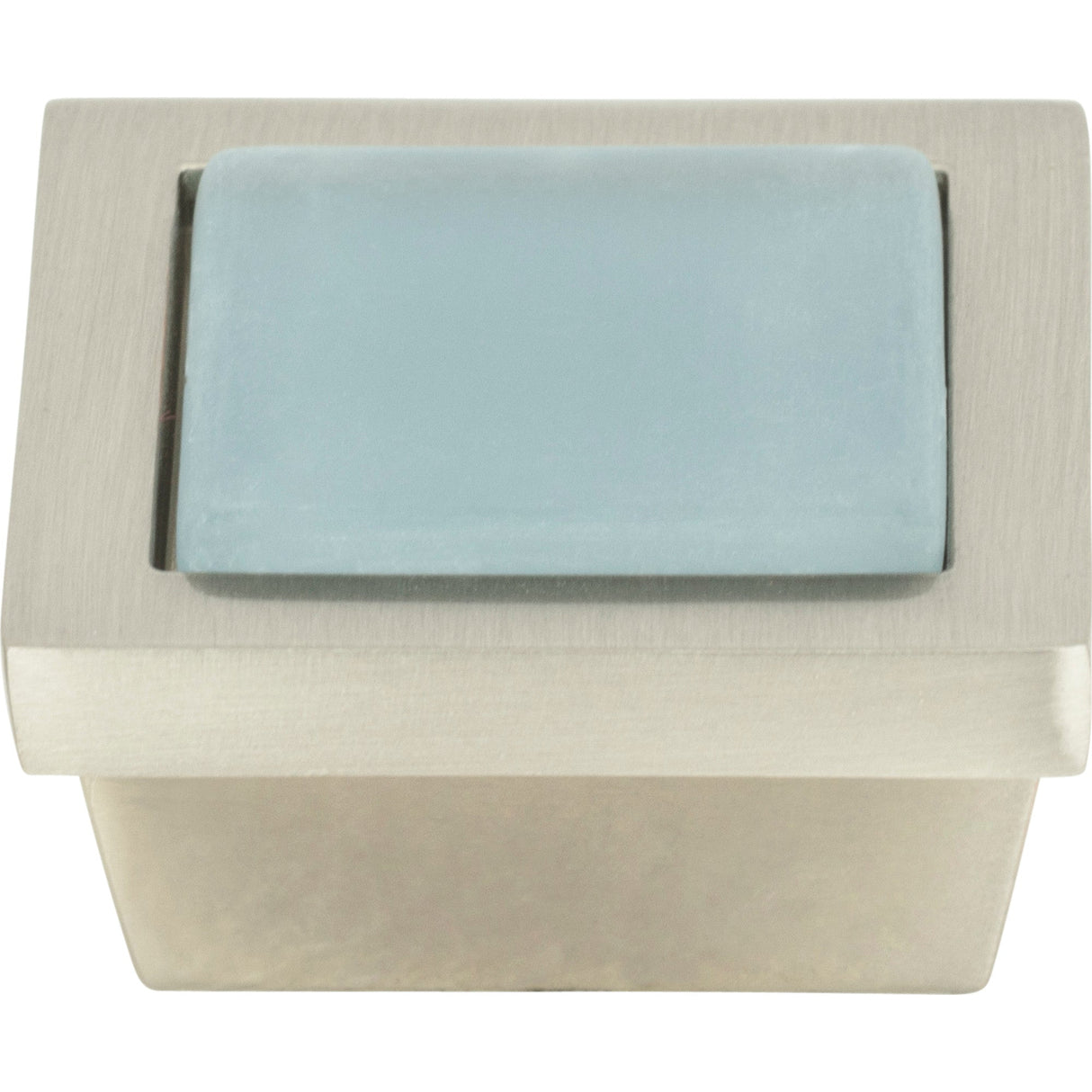 Atlas Homewares Spa Blue Square Knob 1 3/8 Inch Brushed Nickel