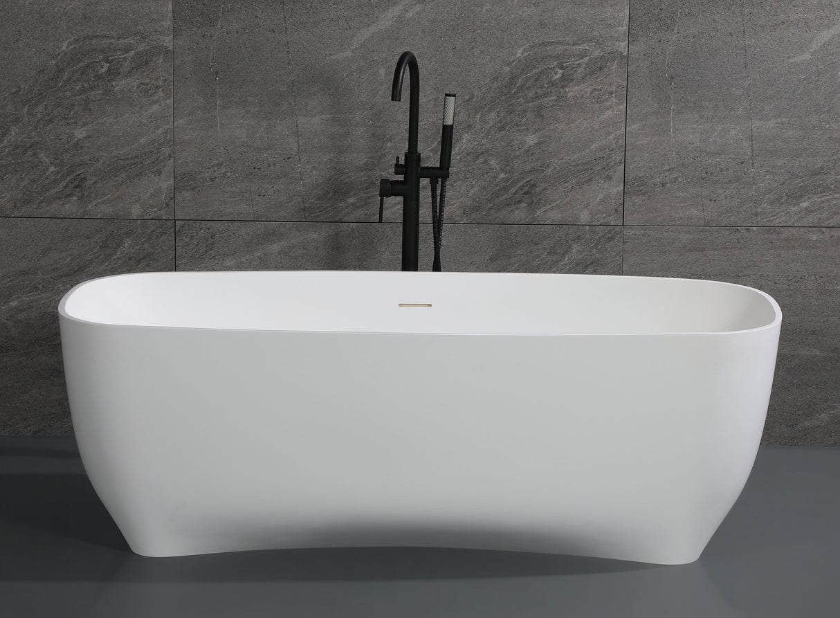 67" White Matte Solid Surface Resin Bathtub