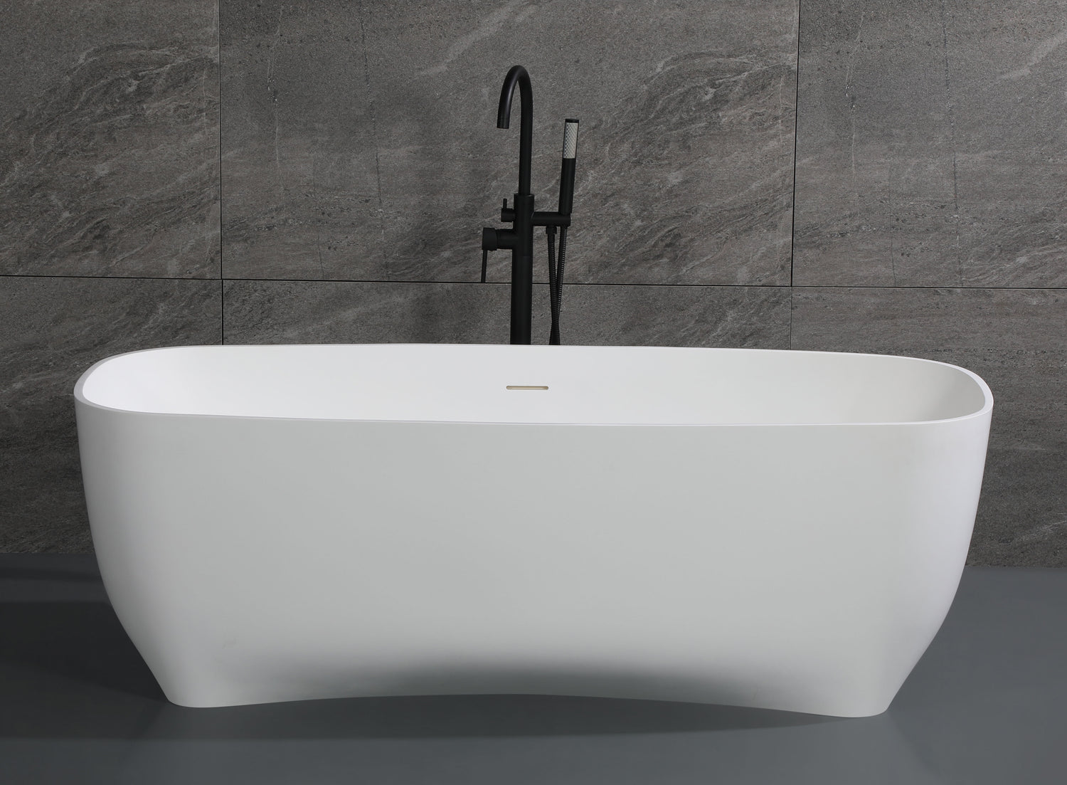 67" White Matte Solid Surface Resin Bathtub