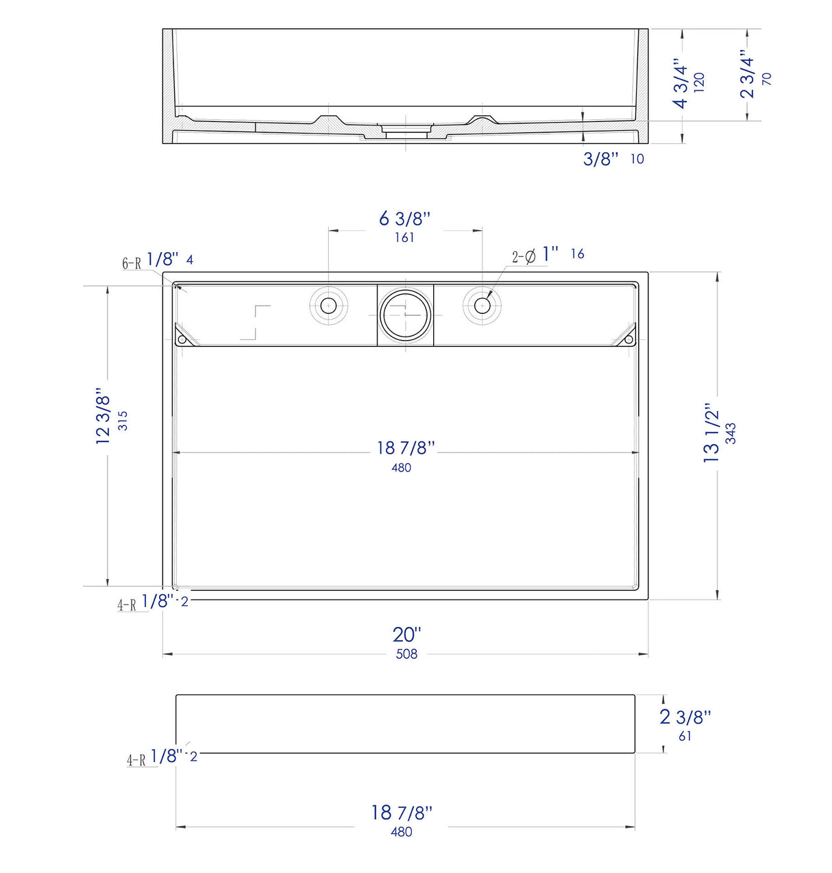 ALFI brand ABRS2014BM Black Matte 20" x 14" Solid Surface Resin Sink
