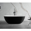 ALFI brand AB9975BM 59" Black & White Matte Oval Solid Surface Resin Soaking Bathtub