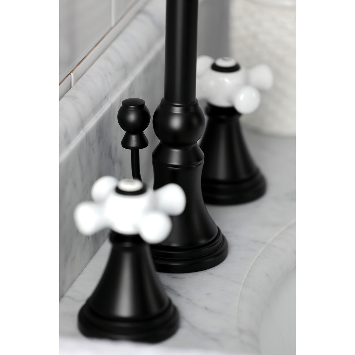 Kingston Brass KS2980PX Governor Widespread Bathroom Faucet, Matte Black