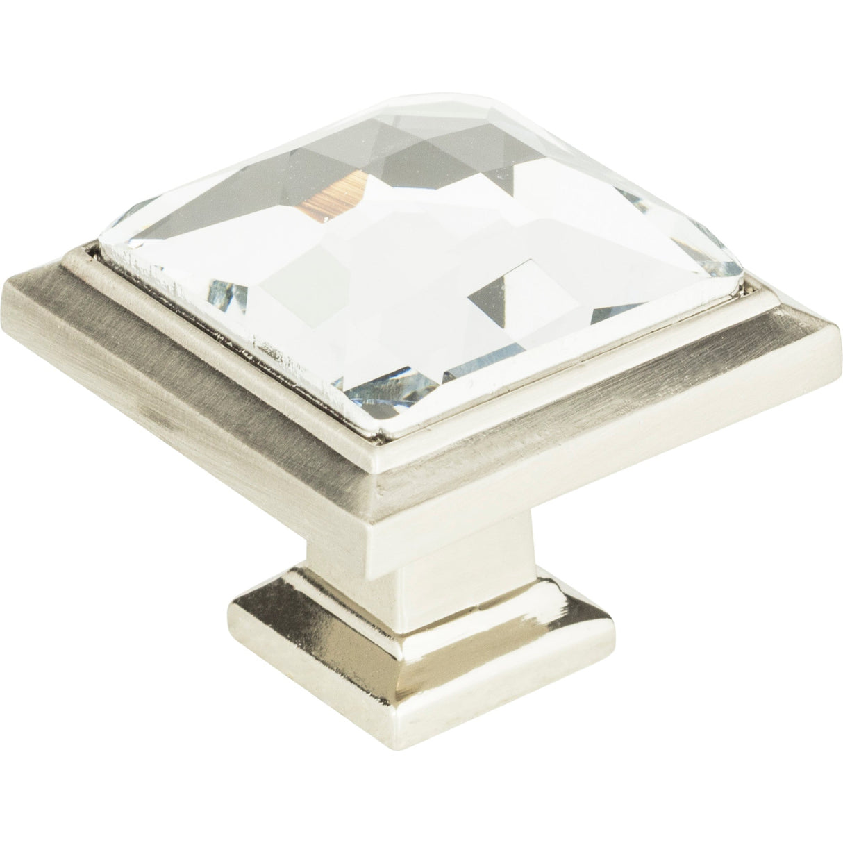Atlas Homewares Legacy Crystal Square Knob 1 5/16 Inch Brushed Nickel