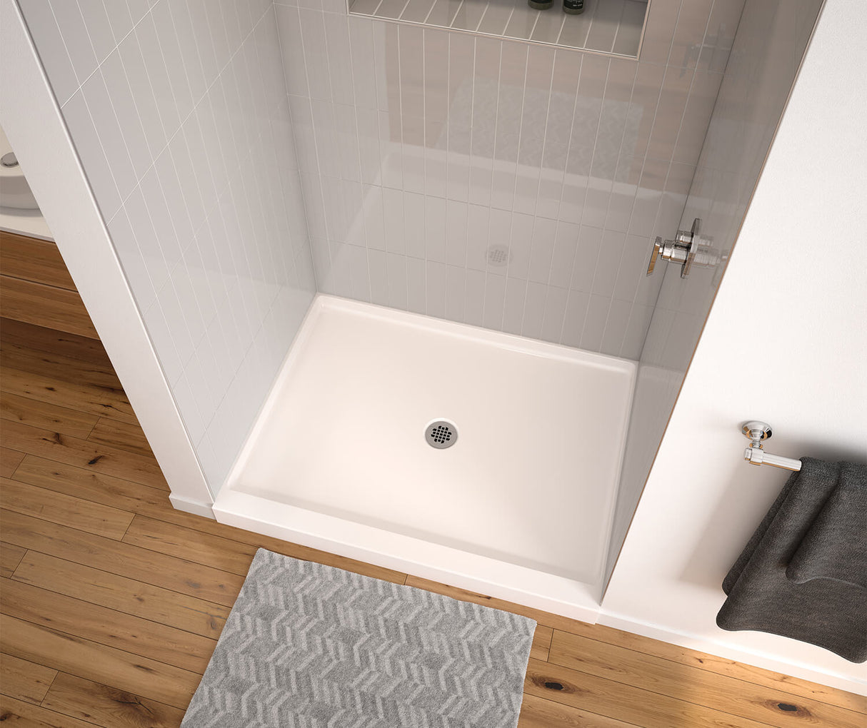 MAAX 106788-000-002-000 SPL 3850 AcrylX Alcove Shower Base with Center Drain in White