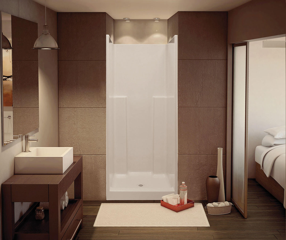 MAAX 102613-000-002-000 US36 36 x 36 AcrylX Alcove Center Drain One-Piece Shower in White