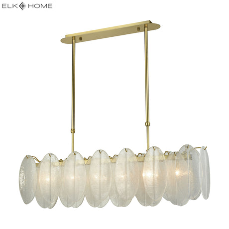Elk D3311 Hush 47'' Wide 6-Light Linear Chandelier - Aged Brass with White