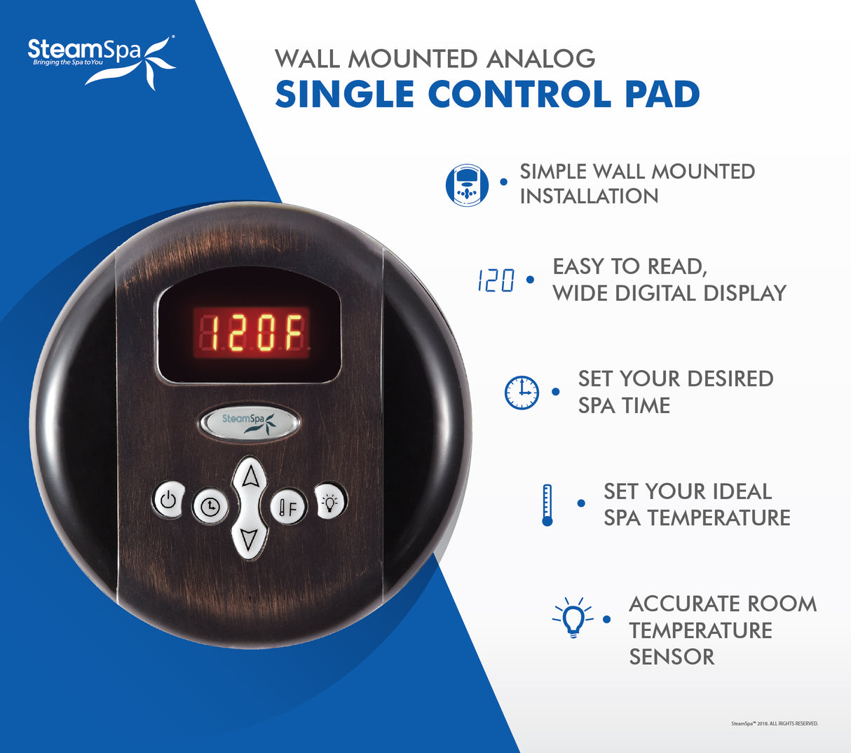 SteamSpa Indulgence 9 KW QuickStart Acu-Steam Bath Generator Package in Oil Rubbed Bronze IN900OB