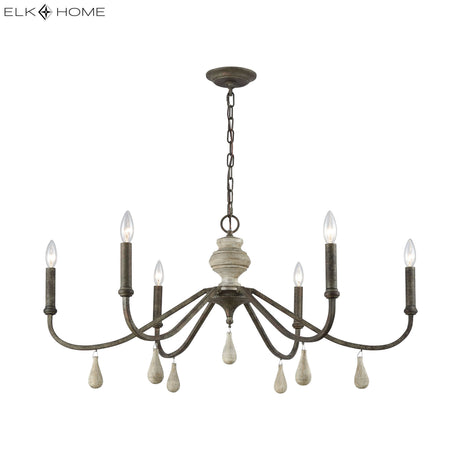 Elk D3871 French Connection 38'' Wide 6-Light Chandelier - Malted Rust