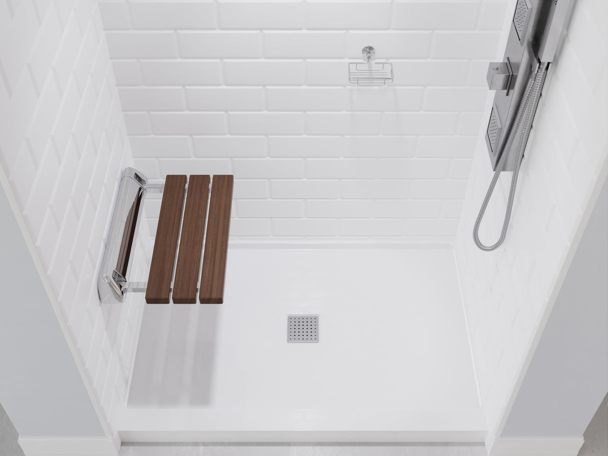 Kind 20 in. Teak Wall Mounted Folding Shower Seat SS-K-CH