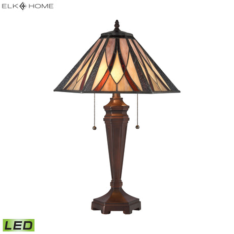 Elk D4085-LED Foursquare 24'' High 2-Light Table Lamp - Tiffany Bronze - Includes LED Bulbs