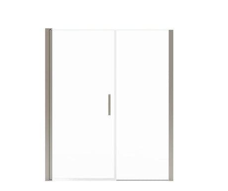 MAAX 138276-900-305-101 Manhattan 55-57 x 68 in. 6 mm Pivot Shower Door for Alcove Installation with Clear glass & Square Handle in Brushed Nickel