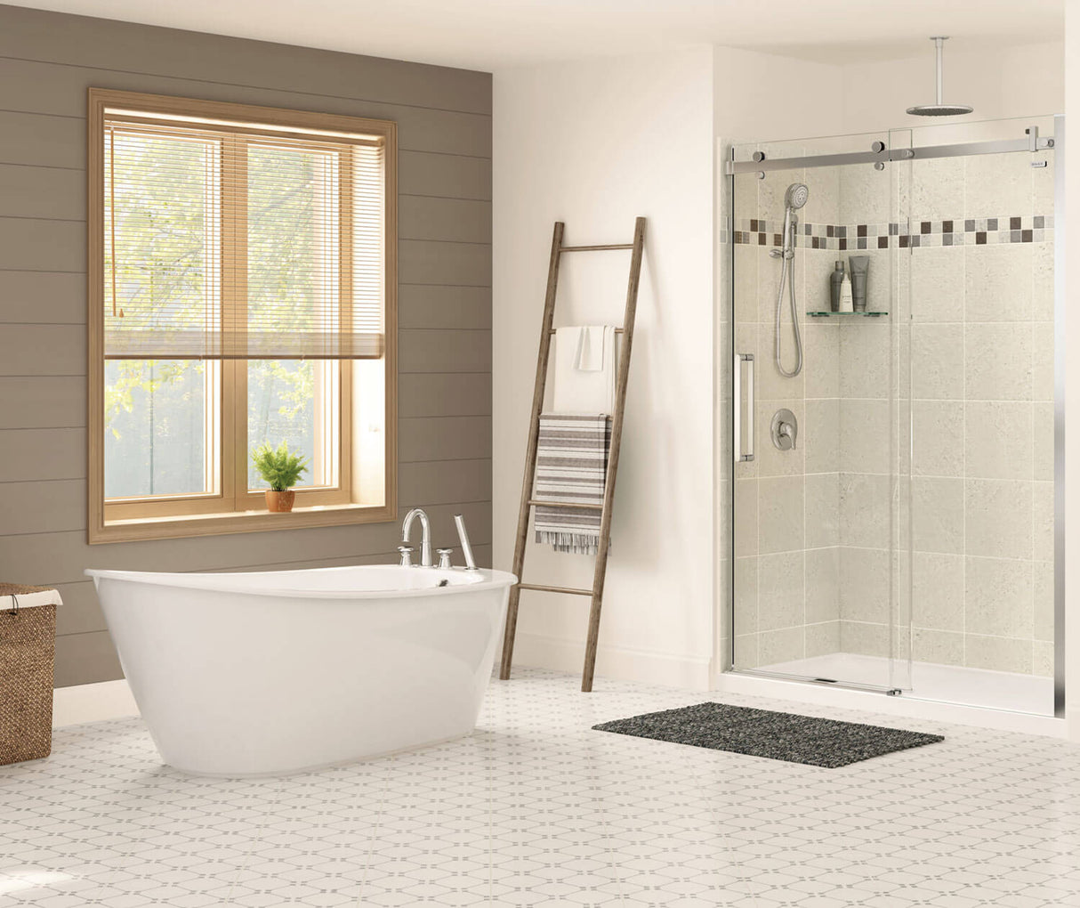 MAAX 105797-000-002-100 Sax 60 x 32 AcrylX Freestanding End Drain Bathtub in White with White Skirt