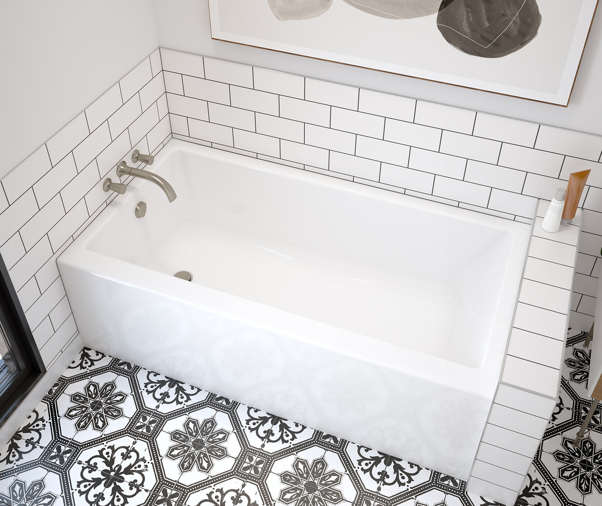 MAAX 105816-000-001-101 Rubix 6030 AFR Acrylic Alcove Left-Hand Drain Bathtub in White