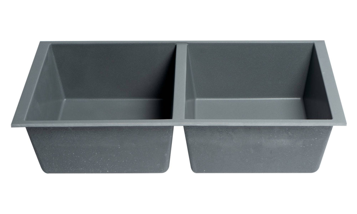 ALFI brand AB3420UM-T Titanium 34" Undermount Double Bowl Granite Composite Kitchen Sink