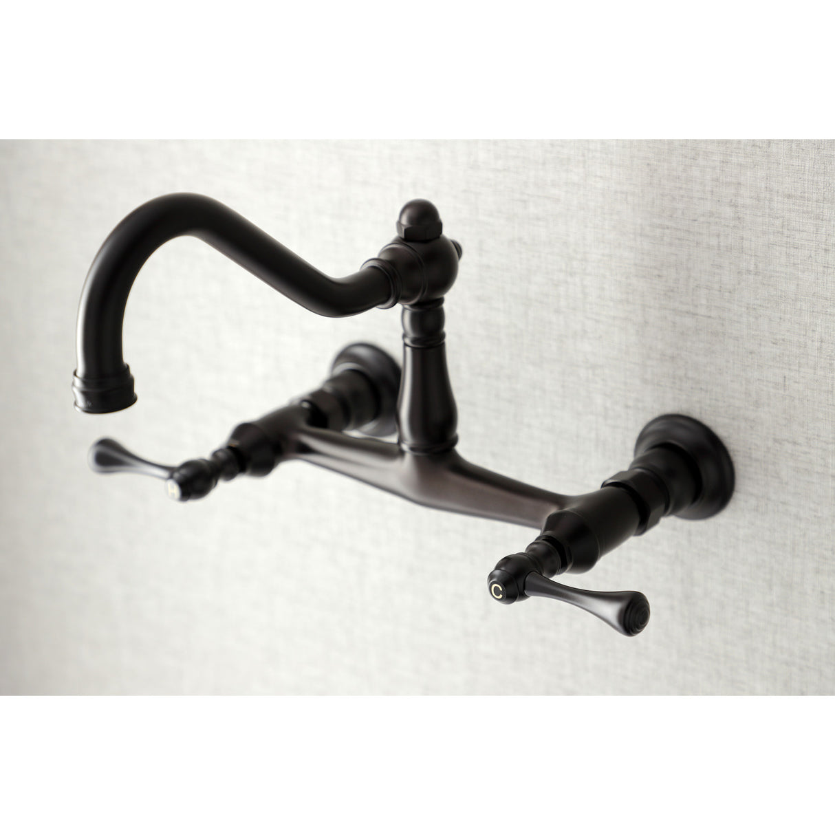 Kingston Brass KS3245BL Vintage Wall Mount Bathroom Faucet, Oil Rubbed Bronze