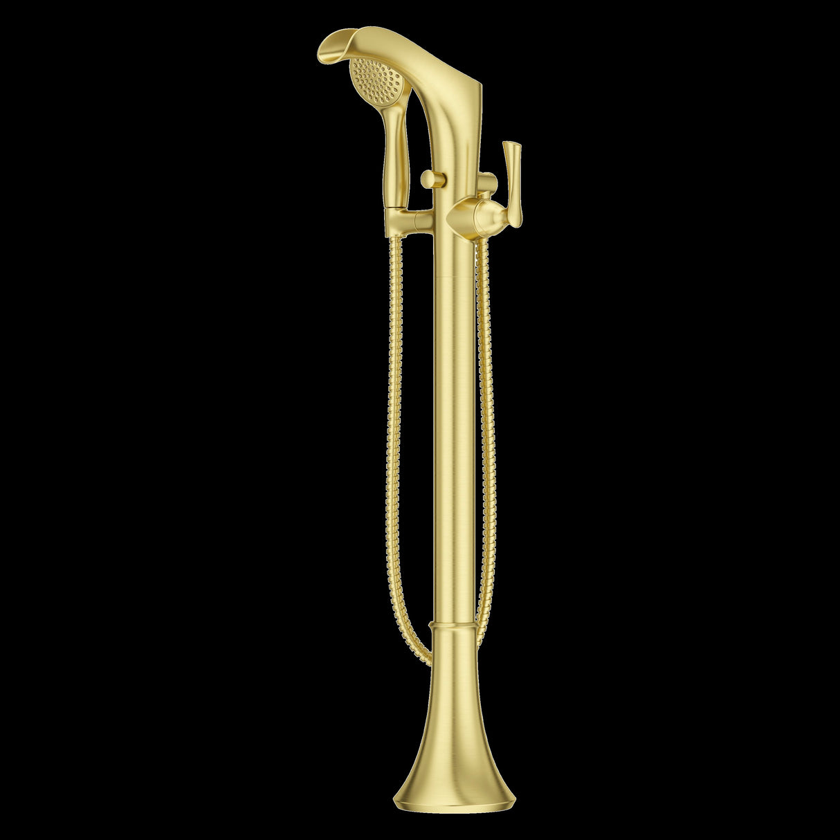Rhen Tub Filler with Handshower in Brushed Gold