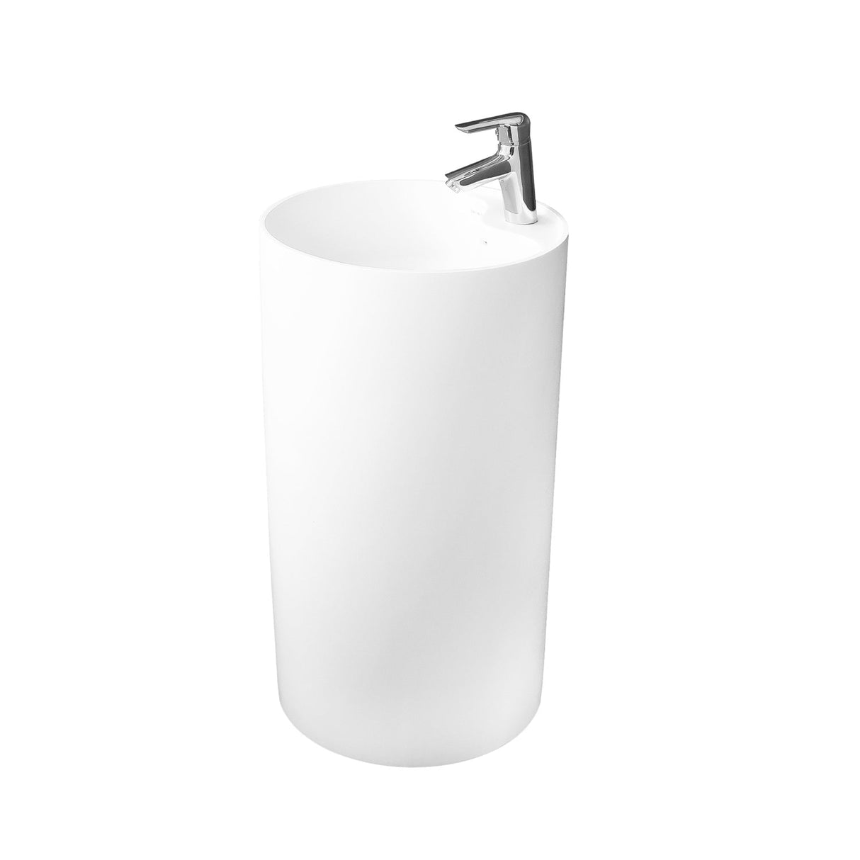 DAX Solid Surface Round Pedestal Freestanding Bathroom Basin, Matte White DAX-AB-1380