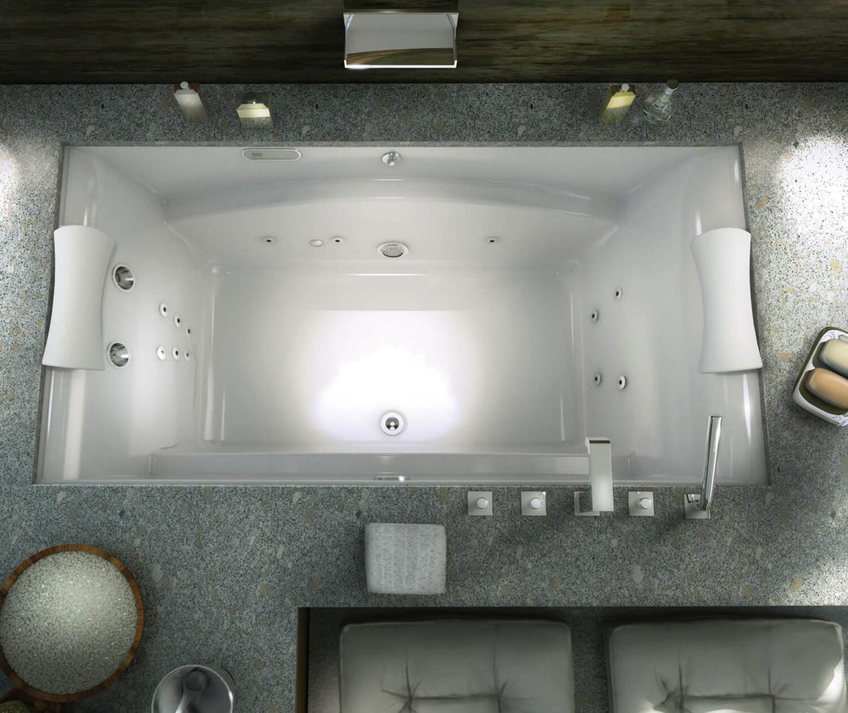 MAAX 101270-055-001-100 Optik 7236 Acrylic Undermount Center Drain Aerofeel Bathtub in White