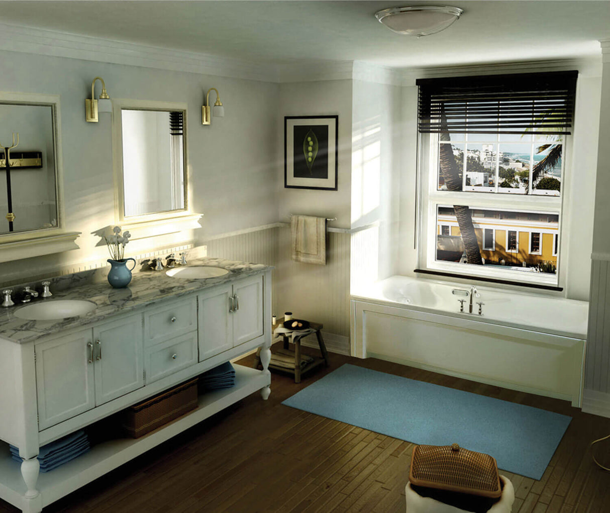 MAAX 101055-094-001 Topaz 6036 Acrylic Alcove End Drain Combined Hydromax & Aerofeel Bathtub in White