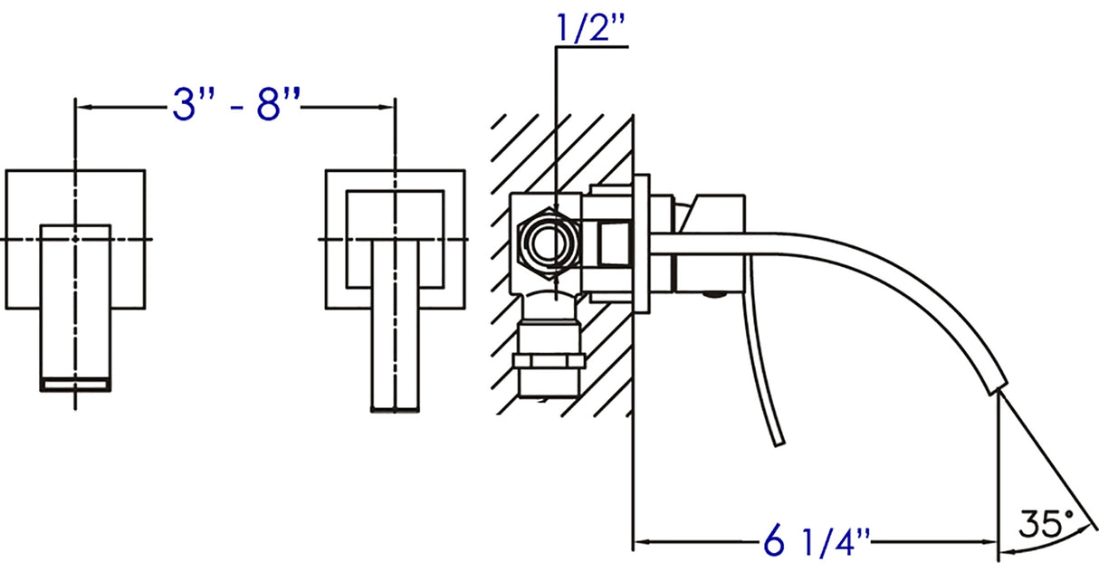 ALFI brand AB1256-BN Brushed Nickel Single Lever Wallmount Bathroom Faucet