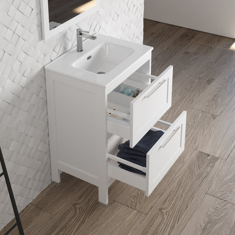 DAX Lakeside Engineered Wood and Porcelain Single Vanity with Onix Basin, 24", White DAX-LAKE012411-ONX