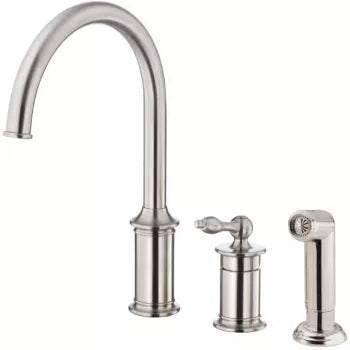 Gerber Danze Prince Stainless Steel Single Handle High-arc Kitchen Faucet with Side Spray Included D409910SS