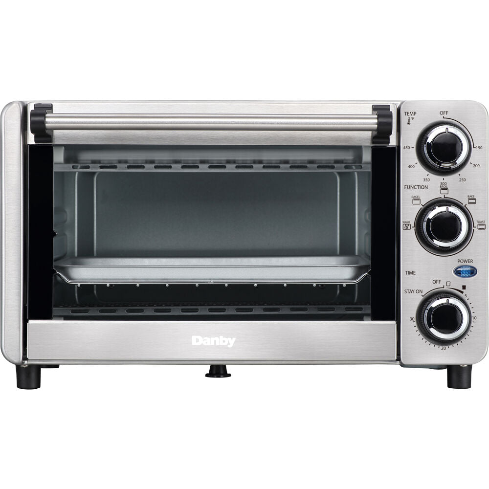 Danby DBTO0412BBSS 0.4 Cu. Ft. 4 Slice Toaster Oven, Holds 9" Pizza
