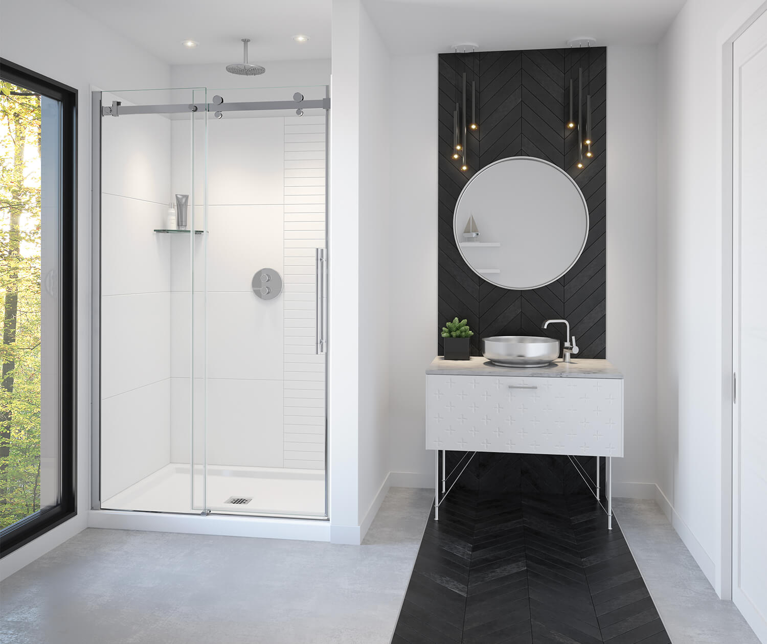 MAAX 138460-900-084-000 Vela 44 ½-47 x 78 ¾ in. 8mm Sliding Shower Door for Alcove Installation with Clear glass in Chrome