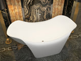 ANZZI FT-AZ8421 Kerife 6.5 ft. Solid Surface Center Drain Freestanding Bathtub in Matte White
