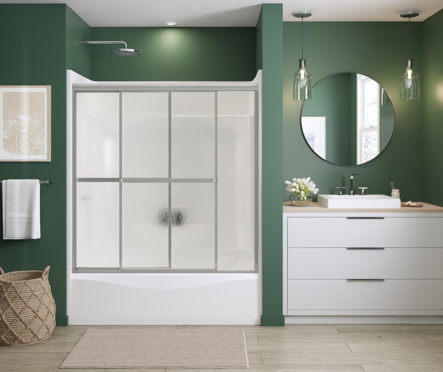 MAAX 105410-970-084-000 Polar 54-59 ½ x 57 in. Bypass Tub Door for Alcove Installation with Raindrop glass in Chrome