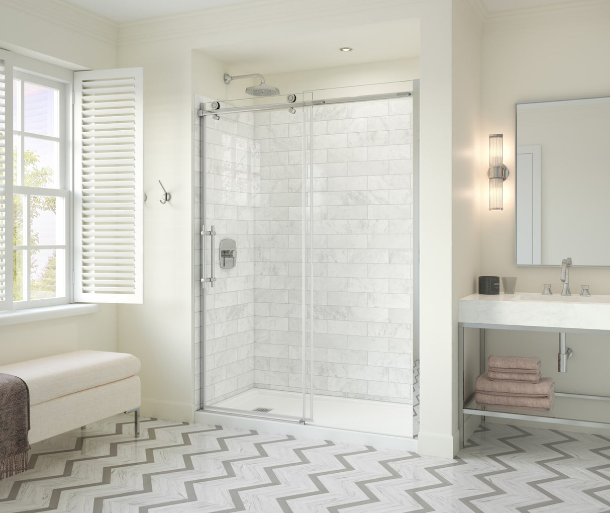 MAAX 137420-900-084-000 Odyssey SC 57-59 ½ x 78in. 8 mm Sliding Shower Door for Alcove Installation with Clear glass in Chrome